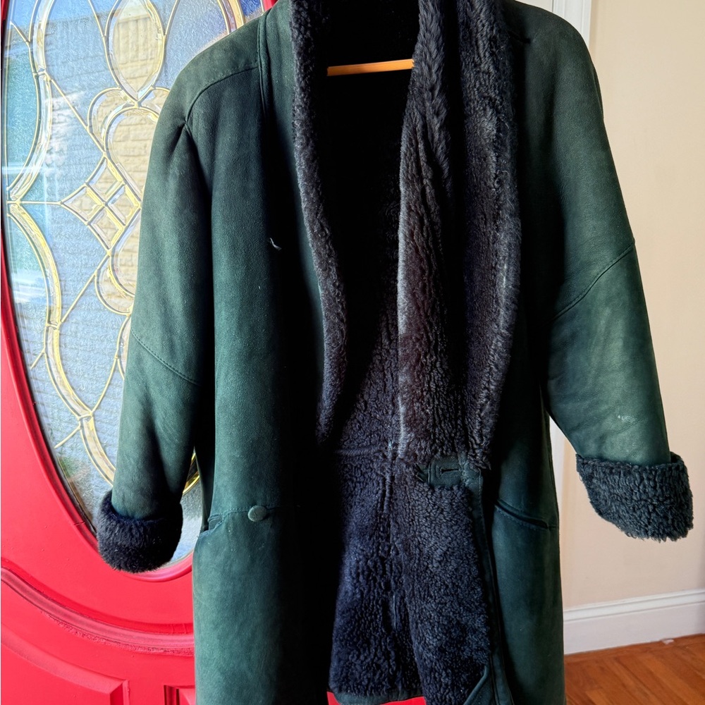 Dark Green Shearling Coat